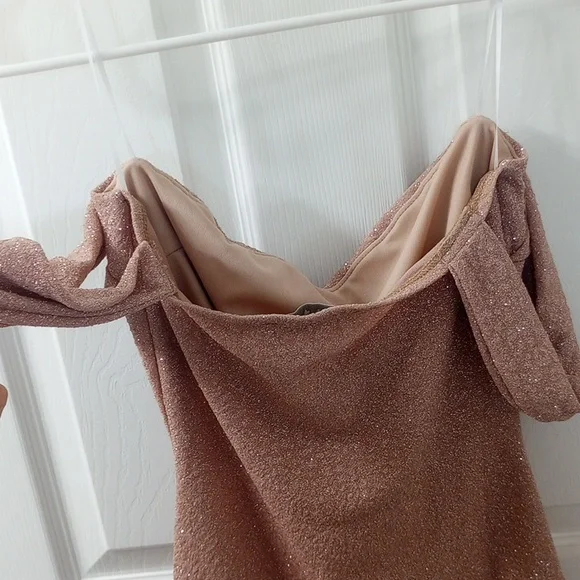 Blush Pink/Tan Off-Shoulder Dress - Picture 3 of 3